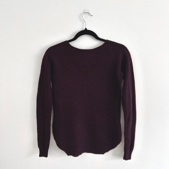 Aritzia Wilfred Free Waffle Knit V-Neck Sweater Deep Purple Size XXS - Picture 6 of 8